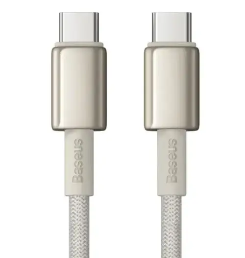 Cablu Date si Incarcare USB-C - USB-C Baseus Tungsten Gold, P10319800G21-01, 100W, 2m, Auriu