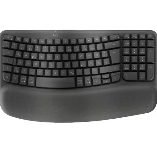 Tastatura ergonomica Logitech Wave Keys for Business, Bluetooth, USB (Negru)