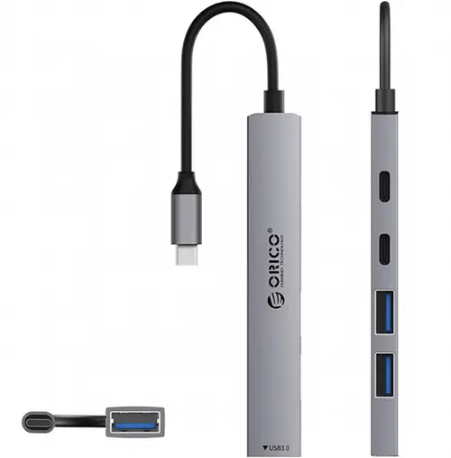 Hub USB Orico YSB4-U2, 1 x USB-A 3.0, 2 x USB-A 2.0, 2 x USB-C  (Gri)