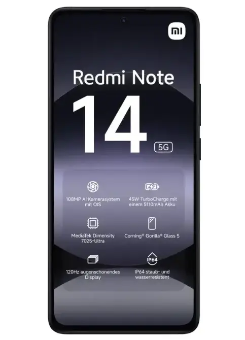 Telefon Mobil Xiaomi Redmi Note 14 5G, Procesor Mediatek Dimensity 7025 Ultra Octa-Core, AMOLED 6.67inch, 6GB RAM, 128GB Flash, Camera Tripla 108+8+2 MP, Wi-Fi, 5G, Dual Sim, Android (Negru)