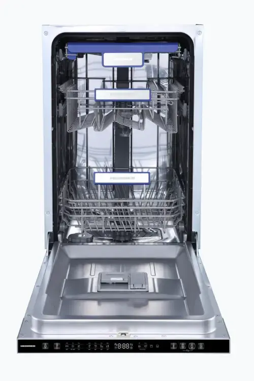 Masina de spalat vase incorporabila Heinner HDW-BIM45710AD+++, 10 seturi, Clasa D, Display LED, 7 programe (Argintiu)