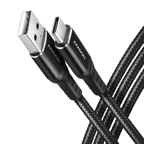 Cablu de date Axagon HQ, USB -A / USB-C, 3A, 200cm, Negru