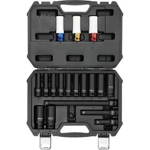 Set 12 chei de impact YATO YT-10566, 1/2inch, 10-24mm, 17-21mm, 75-250mm