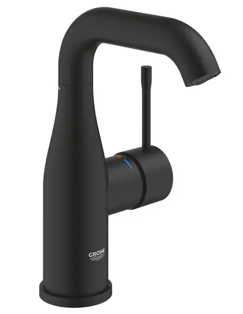 Baterie lavoar Grohe Essence 24176KF1, 3/8'', marimea M, pivotanta, fara ventil, mat, Negru