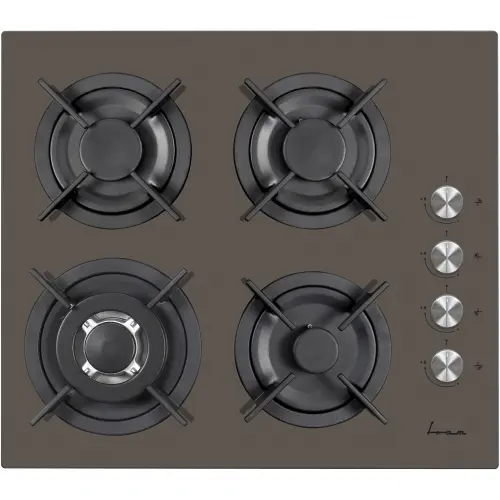 Plita incorporabila Fram FBH-V4IWF-GMK, Gaz, 4 Arzatoare,  Arzator WOK, Gratar fonta, Aprindere electrica, Dsipozitiv de siguranta (Maro)