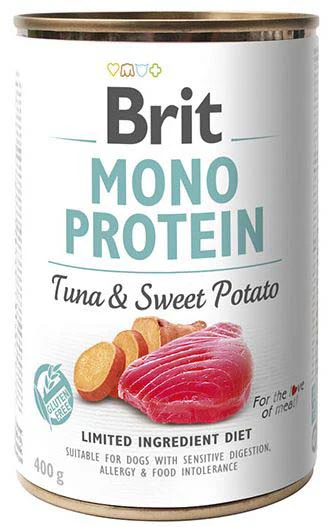 BRIT Conservă monoproteică pentru câini, cu Ton şi Cartofi dulci 400g