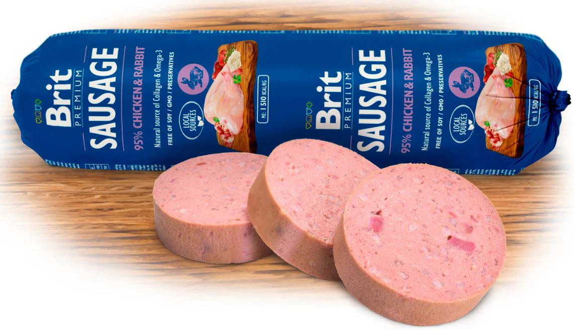 BRIT PREMIUM Salam pentru câini, cu Pui şi Iepure 800g