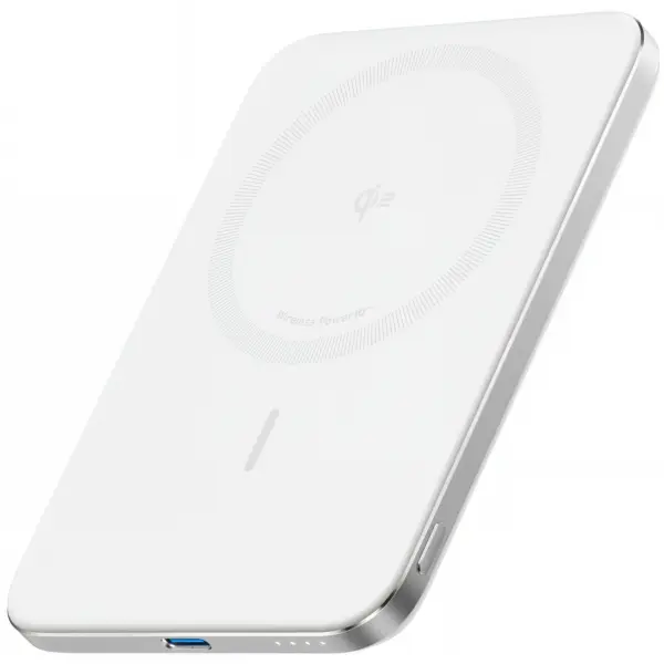 Baterie Externa Wireless Anker Nano, 5000mAh, 20W, PD + FQI, 1 x QI - 1 x USB-C, Alba A1665H21