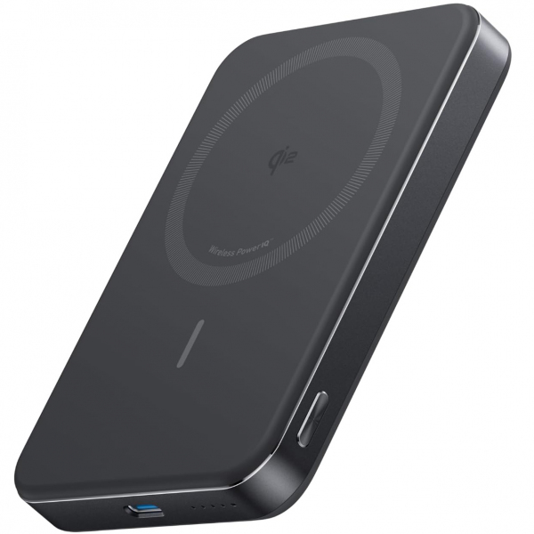 Baterie Externa Wireless Anker MagGo Slim, 10000mAh, 30W, PD + FQI, 1 x QI - 1 x USB-C, Neagra A1664H11