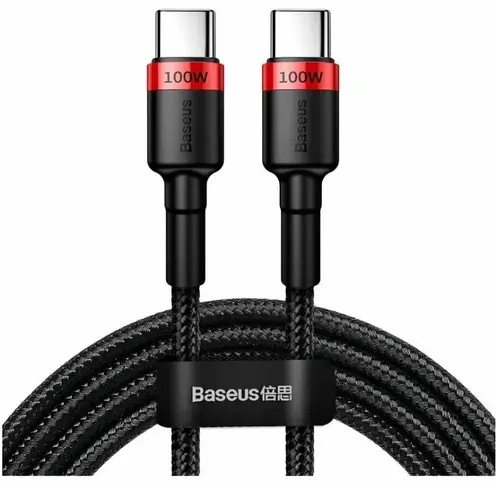 Cablu de date Baseus Cafule PD 2.0 100W, USB-C la USB-C, 2 metri, 20V, 5A (Rosu/ Negru)
