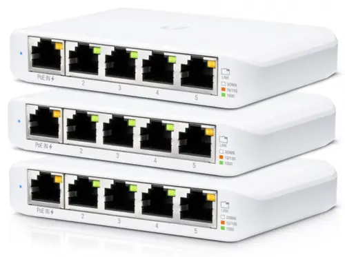 Switch Ubiquiti USW-FLEX-MINI-3, 5 porturi, 3 bucati (Alb)
