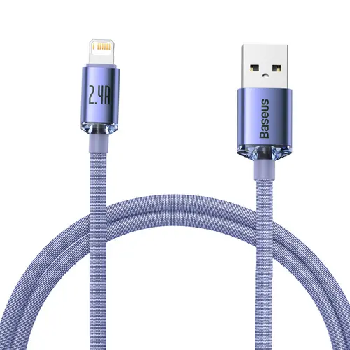 Cablu Date si Incarcare USB-A - Lightning Baseus Crystal Shine Series, 1.2m, Mov