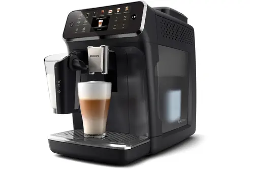 Espressor automat Philips EP4441/50 seria 4400, 15 bari, Solutie de lapte LatteGO, 12 bauturi, Ecran tactil TFT, SilentBrew, Rasnita ceramica, Functie QuickStart (Negru/Argintiu)