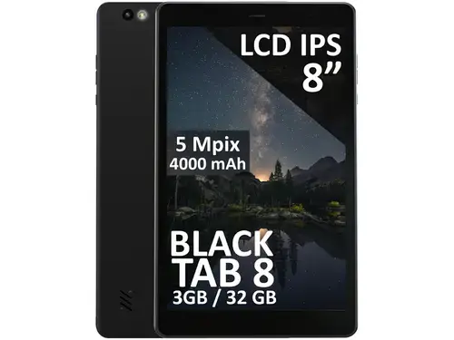 Tableta BLOW BlackTAB8, Procesor Quad-Core T310, Ecran IPS 8inch, 3GB RAM, 32GB Flash, Wi-Fi, Bluetooth, 4G, Android 14 (Negru)