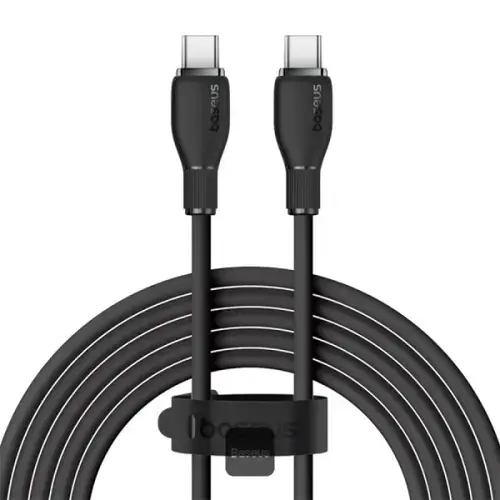 Cablu de date Baseus Pudding Series, Fast Charging, USB Type-C la USB Type-C 100W, 1.2m, Negru