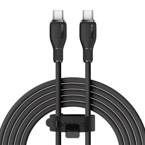 Cablu de date Baseus Pudding Series, Fast Charging, USB Type-C la USB Type-C 100W, 1.2m, Negru