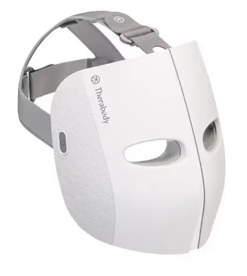 Masca fototerapie LED pentru fata Therabody, TheraFace, vibratie, lumina rosie si albastra, 648 LED-uri (Alb)
