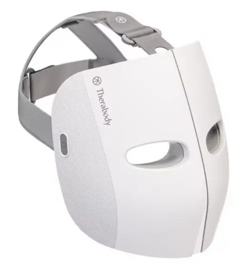 Masca fototerapie LED pentru fata Therabody, TheraFace, vibratie, lumina rosie si albastra, 648 LED-uri (Alb)