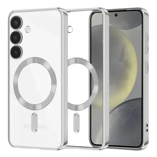 Husa MagSafe pentru Samsung Galaxy S24 S921, Techsuit, Luxury Crystal, Argintie
