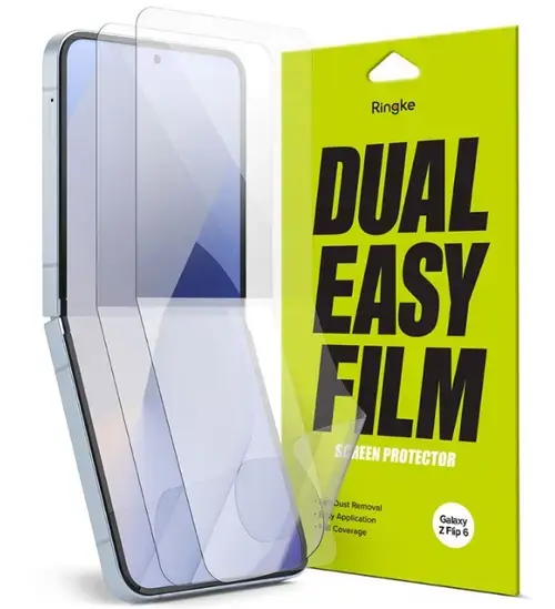 Folie de protectie Ecran Ringke Dual Easy pentru Samsung Galaxy Z Flip6 F741, Plastic, Set 2 bucati, Ecran Interior
