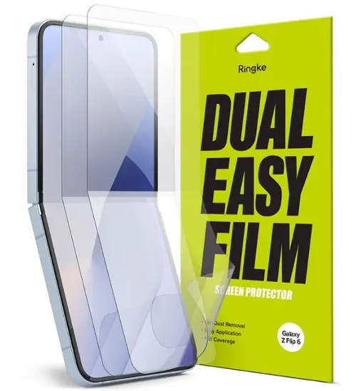 Folie de protectie Ecran Ringke Dual Easy pentru Samsung Galaxy Z Flip6 F741, Plastic, Set 2 bucati, Ecran Interior