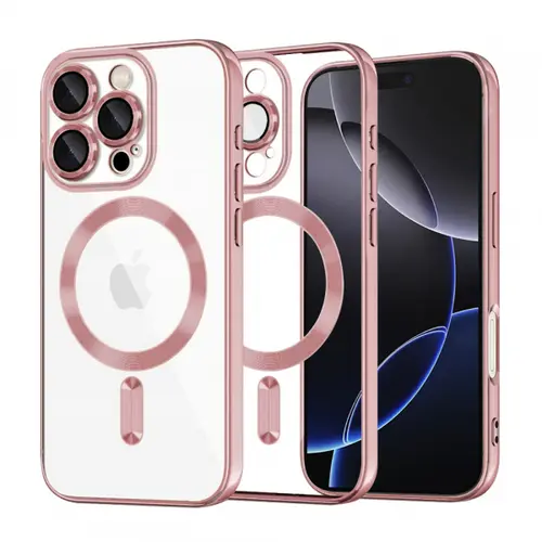 Husa MagSafe pentru Apple iPhone 16 Pro Max, Techsuit, Luxury Crystal, Roz