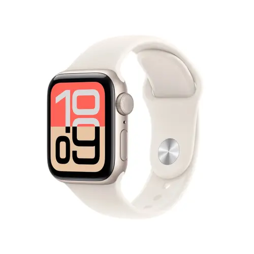 Smartwatch Apple Watch SE 3 (2025), GPS + Cellular, 40mm, Ecran Retina LTPO OLED, Chip S10 cu Procesor Dual-Core, 64GB Flash, Wi-Fi, Bluetooth, Curea Sport Band S/M (Auriu)