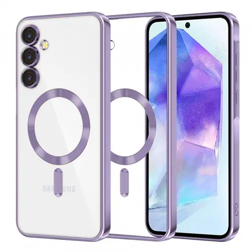Husa MagSafe pentru Samsung Galaxy A55 5G A556, Techsuit, Luxury Crystal, Mov Deschis
