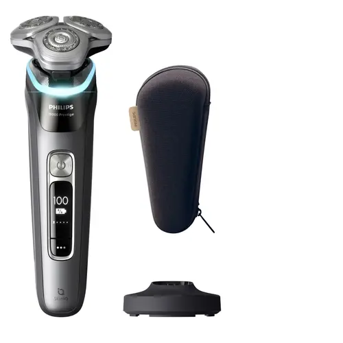 Aparat de ras electric Philips i9000 Prestige XP9202/10, Wet & Dry, SkinIQ, Autonomie 60 minute, Capat flexibil 360, Acoperire Hydro SkinGlide (Gri)