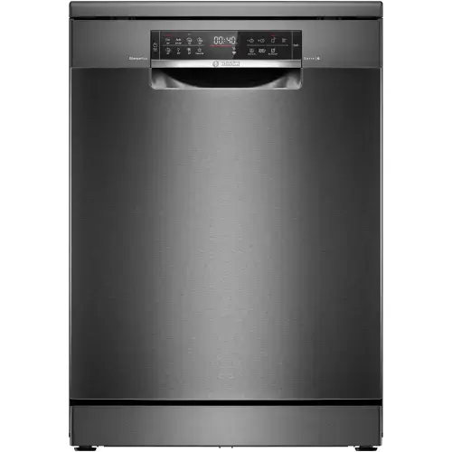Masina de spalat vase Bosch SMS6ECC12E, 14 seturi, 8 programe, Touch control, ExtraDry, Sistem Rackmatic, Home Connect, EcoSilence Drive, Tab-count, Clasa A, 60 cm (Inox/Negru)