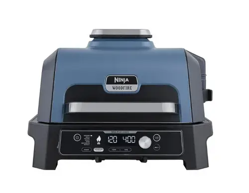 Gratar electric de exterior NINJA Woodfire Pro Connect XL OG901EU, 1700 W, 7 programe, Cronometru (Albastru/Negru)