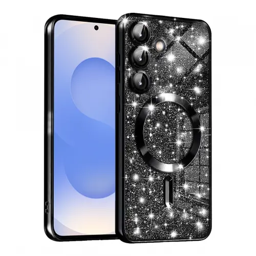 Husa MagSafe pentru Samsung Galaxy S25 S931, Techsuit, Luxury Glitter, Neagra