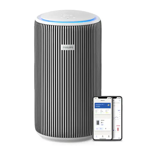 Purificator de aer Philips Seria PureProtect 3200 AC3220/10, 135 m2, 520 m3/h, 5 viteze, Wi-Fi, Filtrare HEPA NanoProtect, 36 W (Argintiu/Alb)