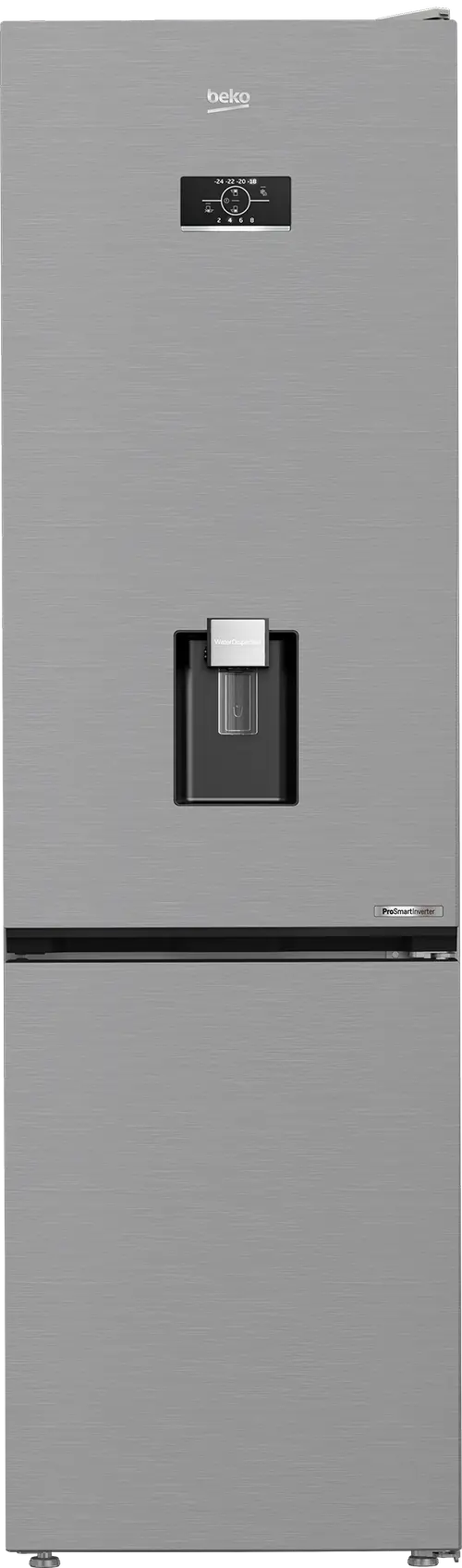 Combina frigorifica Beko B5RCNA405HDXB, 355 l, No Frost, HarvestFresh, AeroFlow, ProSmart Inverter Compressor, Fast Freeze, Water Dispenser, Clasa D, 203.5 cm (Inox)