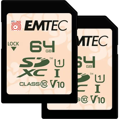 Card Memorie SDXC Emtec Rugged Outdoor, 64Gb, Clasa 10 / UHS-1 U1, Set 2 bucati