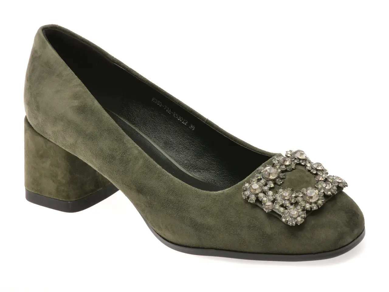 Pantofi eleganti EPICA verzi, E35373A, din piele intoarsa