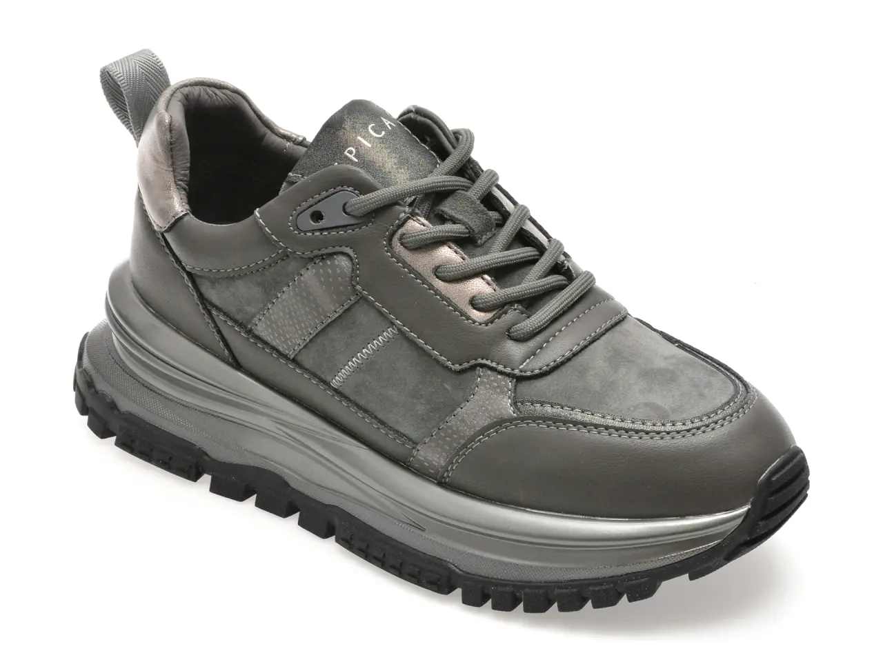 Pantofi sport EPICA gri, QS319, din piele naturala