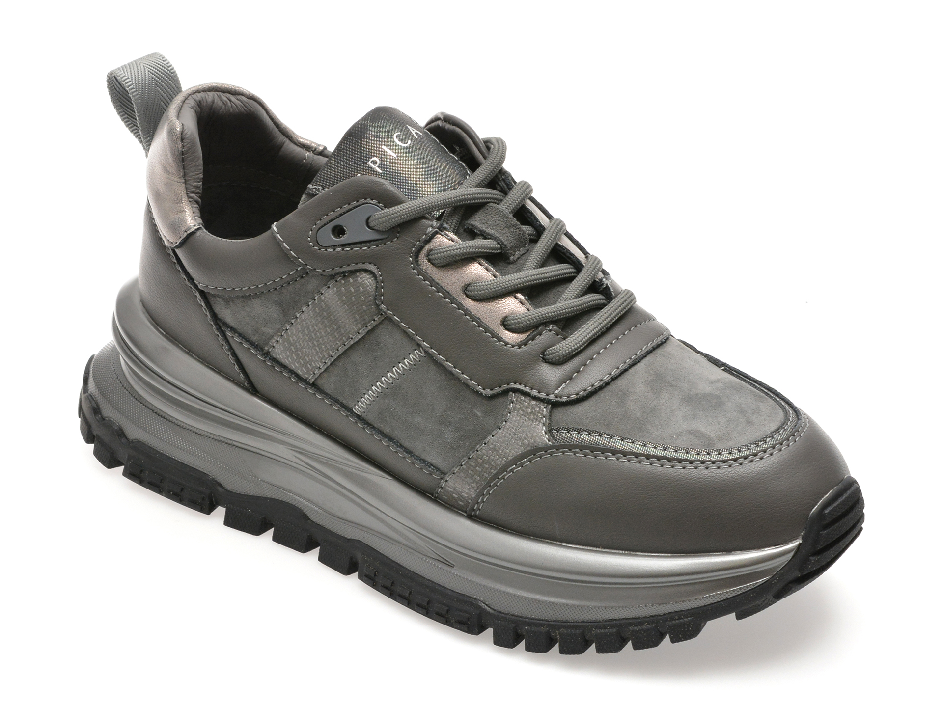 Pantofi sport EPICA gri, QS319, din piele naturala