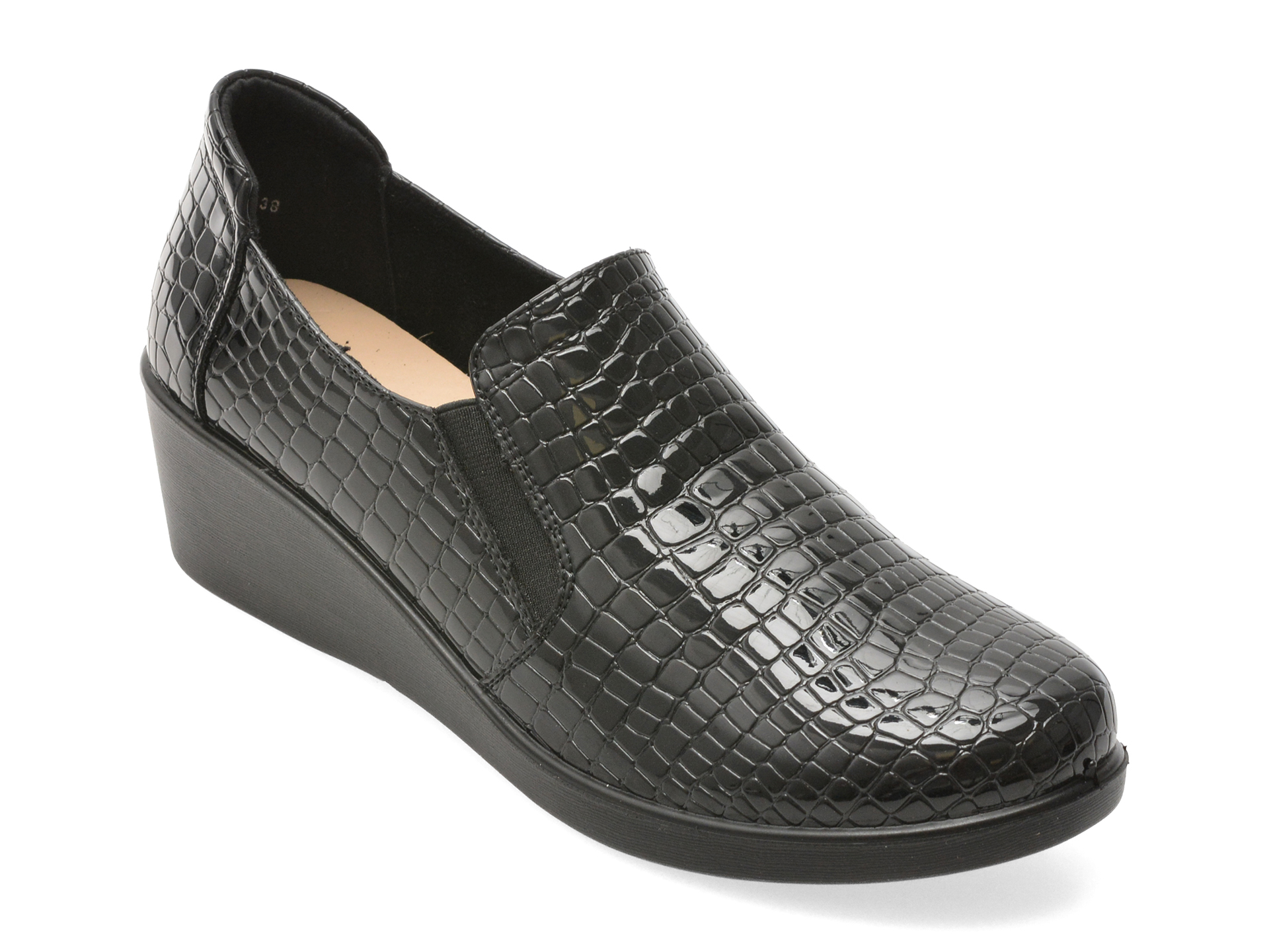 Pantofi KARISMA negri, WB60017, din piele croco