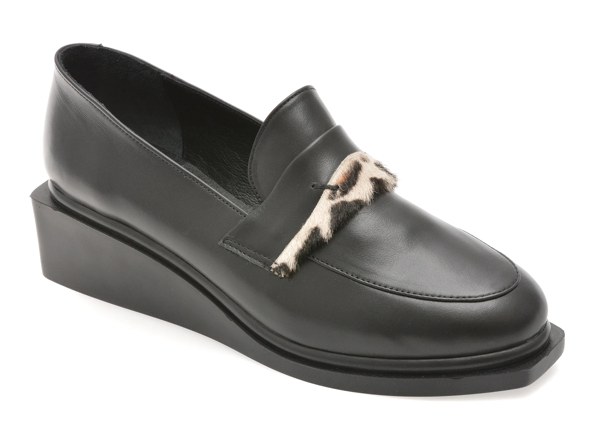 Mocasini GOLD DEER negri, 3892523, din piele naturala