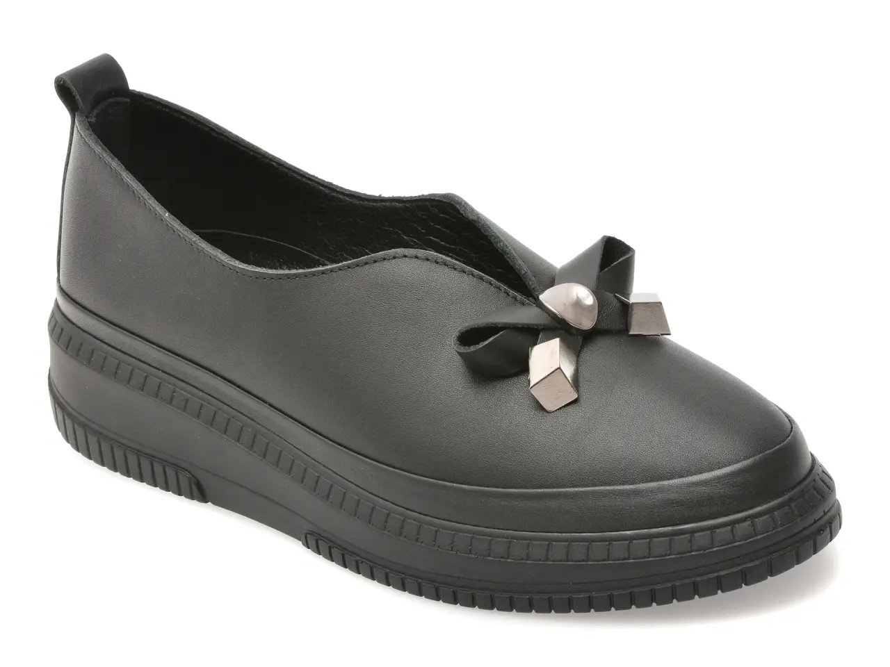 Pantofi GOLD DEER negri, 212618, din piele naturala