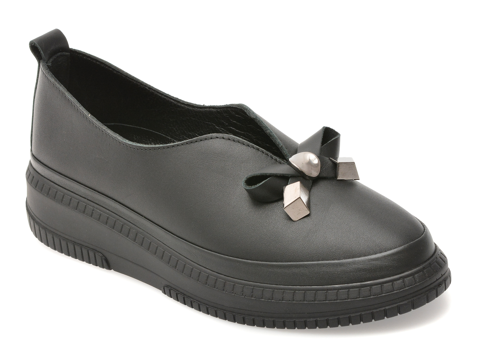 Pantofi GOLD DEER negri, 212618, din piele naturala