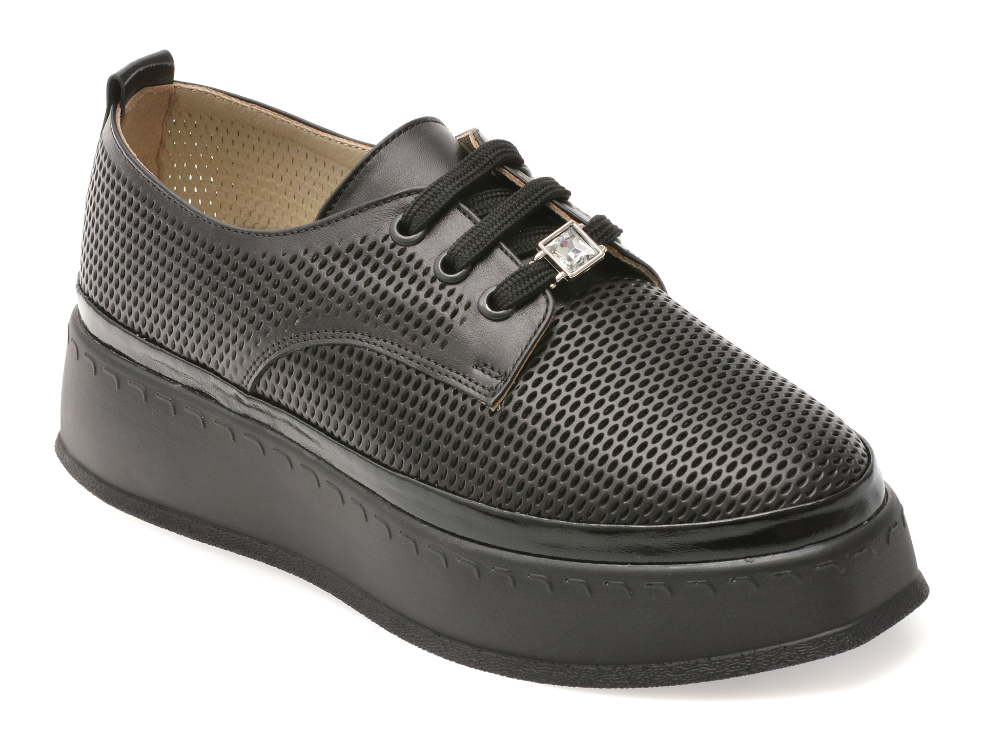 Pantofi GOLD DEER negri, 2126723, din piele naturala