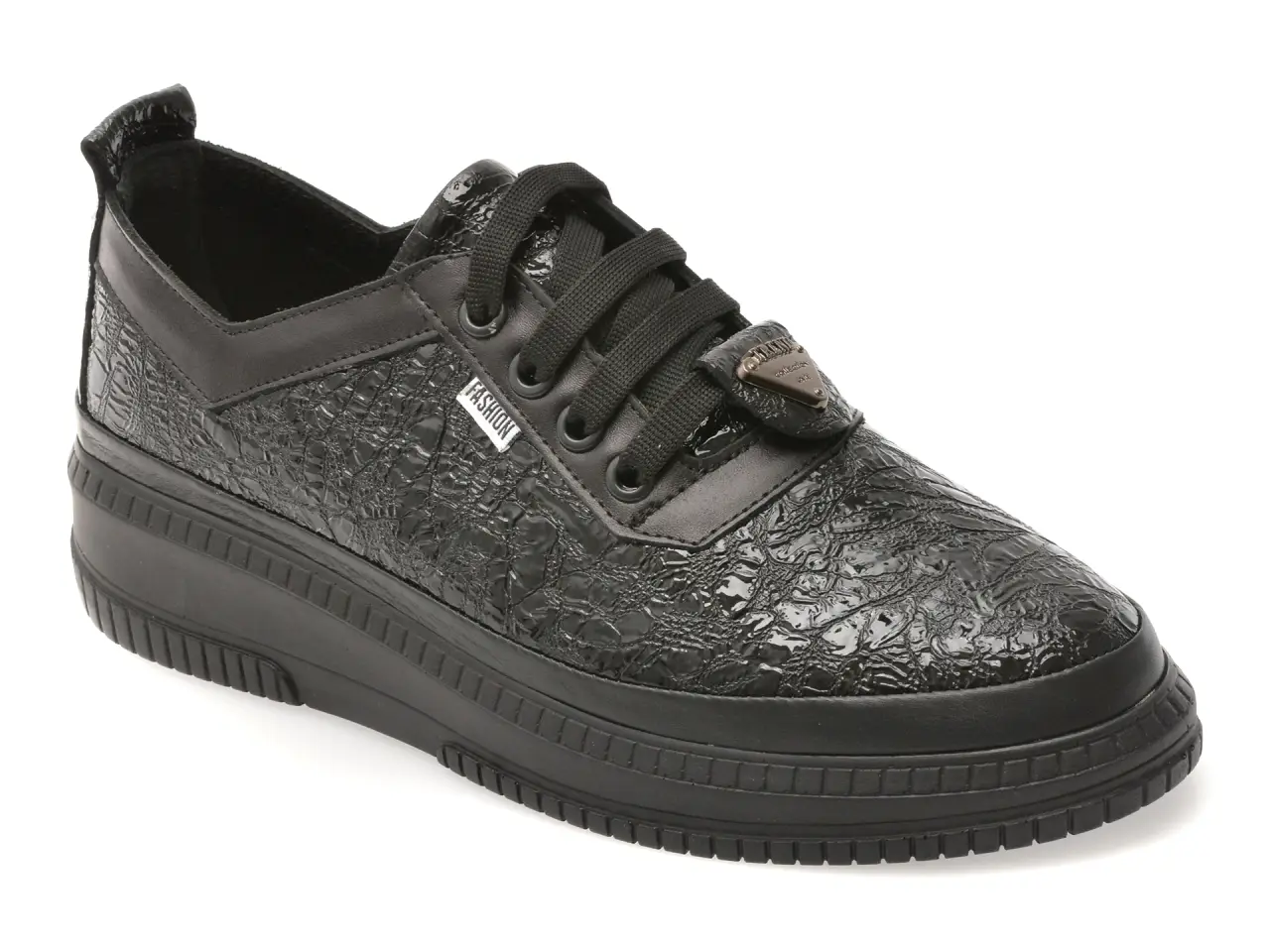 Pantofi GOLD DEER negri, 212668, din piele naturala lacuita