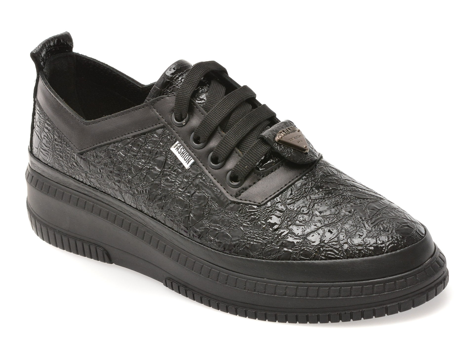 Pantofi GOLD DEER negri, 212668, din piele naturala lacuita