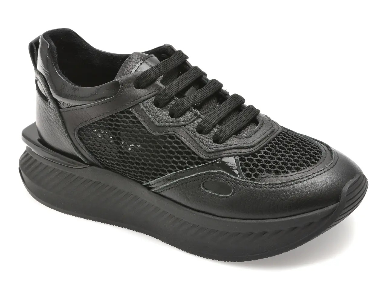Pantofi sport ERISMA negri, 208962, din material textil si piele naturala