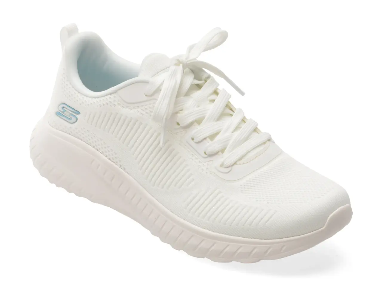 Pantofi sport SKECHERS albi, BOBS SQUAD CHAOS, din material textil
