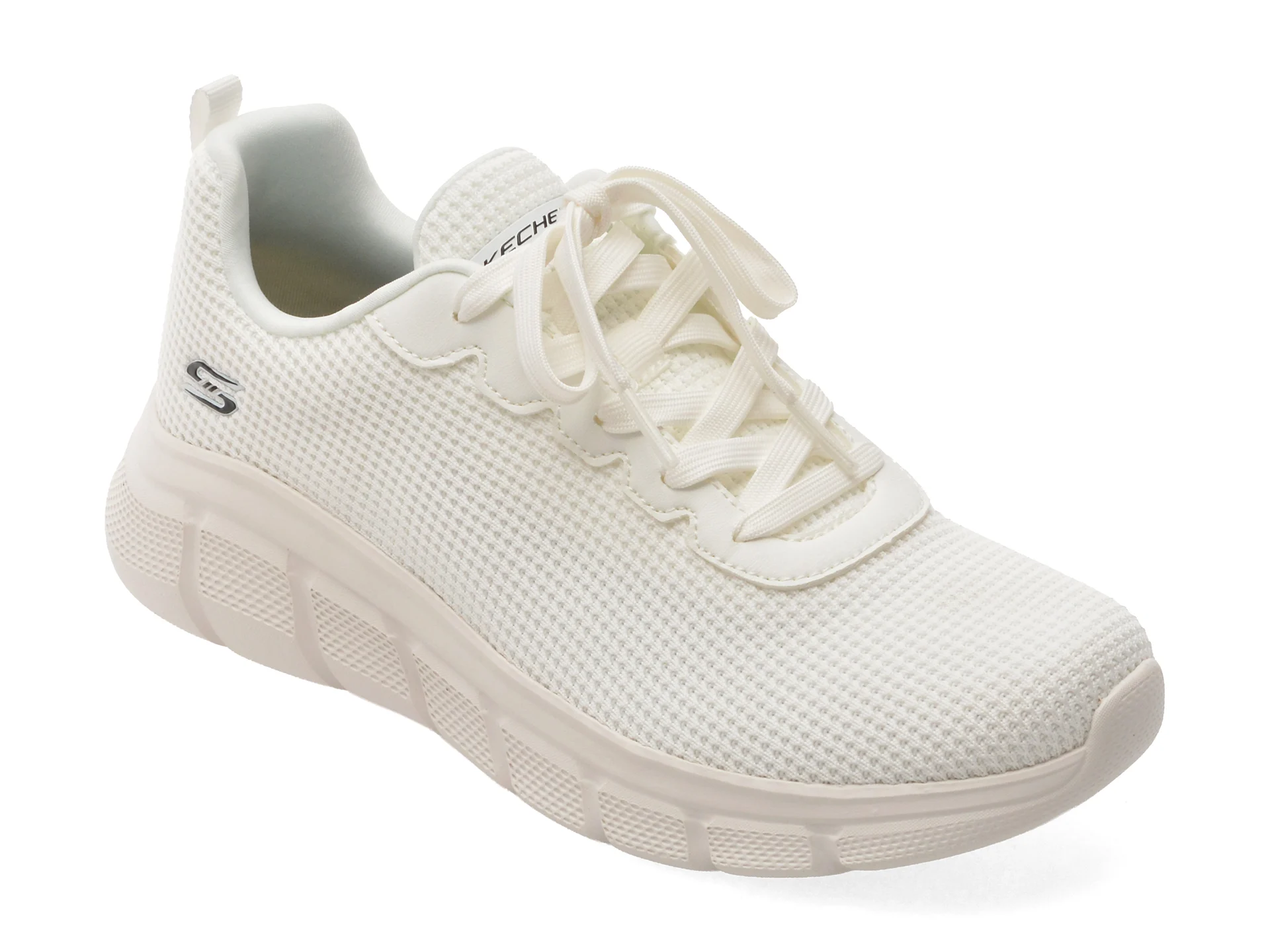 Pantofi sport SKECHERS albi, BOBS B FLEX, din material textil