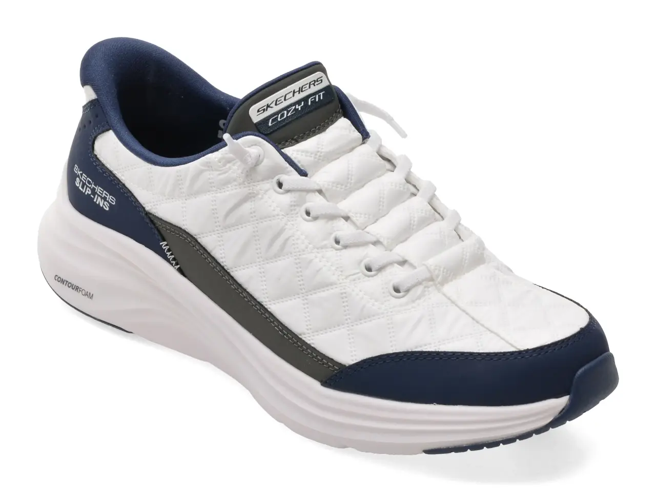 Pantofi sport SKECHERS albi, CONTOUR FOAM , din material textil