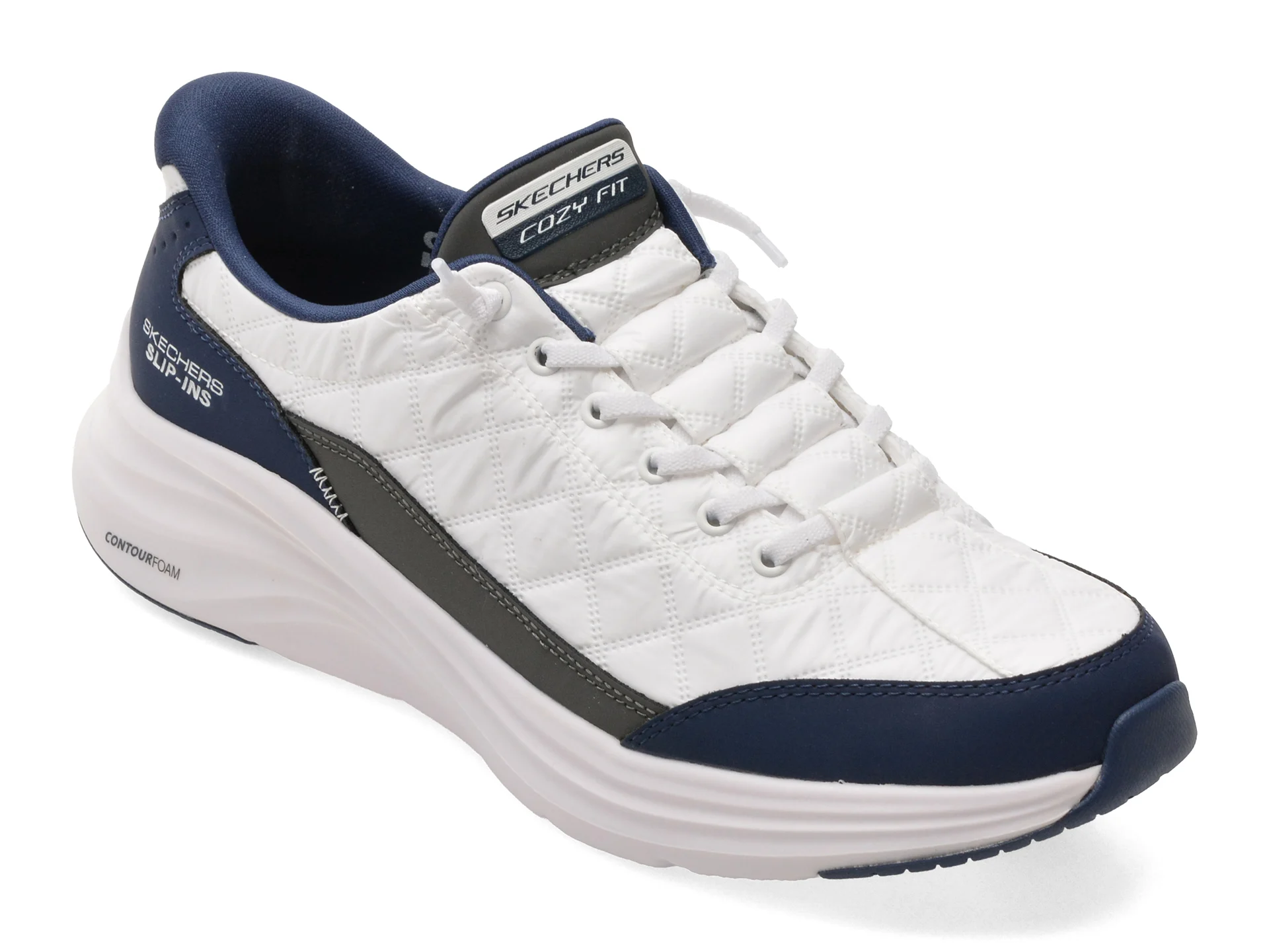 Pantofi sport SKECHERS albi, CONTOUR FOAM , din material textil